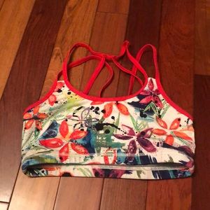 Red floral sports bra